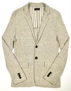 美品「ZARA」ミドルゲージ コットンニット 2B ジャケット M イタリア製