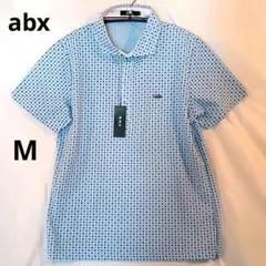 新品タグ付 abx 総柄 ポロシャツ M 水色 花柄 メタルロゴ 襟裏切替のサムネイル