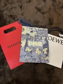 ブランド　ショップ紙袋3枚セット　Dior/LOEWE/FERRAGAMO