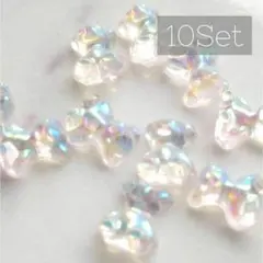 ネイルパーツ　オーロラテディベア　グミベア　クリアピンク　10個セット　6㎜