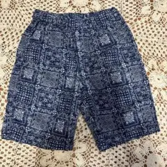 バンダナ柄 ハーフパンツ ネイビー