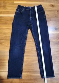 ユニクロ キッズ デニムパンツ 140 ウエストゴム ボタン・ファスナー付き