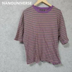 NANOUNIVERSEボーダー Tシャツ パープル イエローのサムネイル