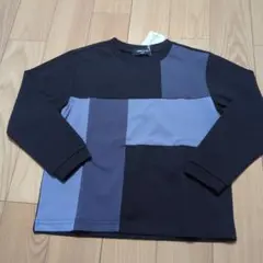 新品☆コムサイズム　黒＆グレー　カラーブロック切り替え長袖Tシャツ120㎝