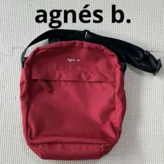 agnis b アニエスべー　ナイロンショルダーバッグ　赤