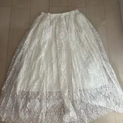 a.g.plus アイボリー レースフレアスカート