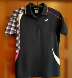 美品　YONEX　 ポロシャツ 　 ネイビー チェック柄　サイズ　L