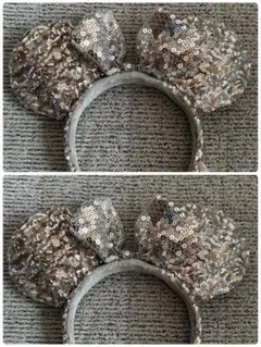 シルバー スパンコール ミニー耳カチューシャ　2個セット