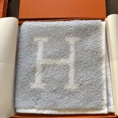 エルメス Hロゴ タオルハンカチ グレー 約34cm
