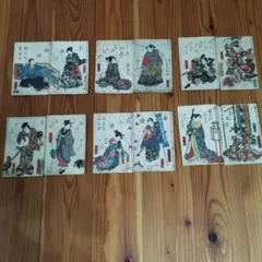 ウツ様専用】浮世絵 木版画 美人画 中古諸名家美人競 全12枚 明治26年
