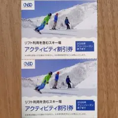 2枚 リフト利用を含むスキー場アクティビティ割引券　リフト割引券