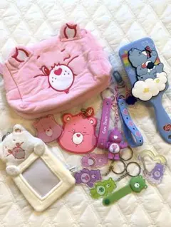 ケアベア小物セット　ポーチ　トレカケース　ミラー