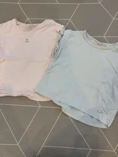 プティマイン　100 ピンク 水色 Tシャツ 半袖　夏服　さくらんぼ