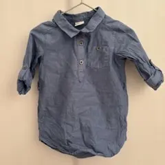 薄い青のボタン付き長袖シャツ9-12m