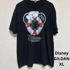 Disney ミッキーロゴ Tシャツ 2XL ブラック センター ビッグロゴ