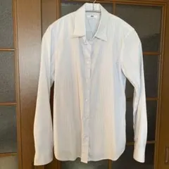 スカイブルーストライプ　ユニクロ 長袖カッターシャツ　ブランド レディースM