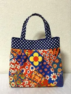タック入りバッグ❖レトロフラワー