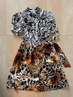 ひざ丈ワンピース 半袖 レオパード柄　サファリ柄　ダイアンフォンファステンバーグ