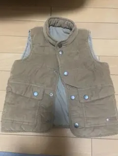 100 petit main フード付きダウンベストブラウン