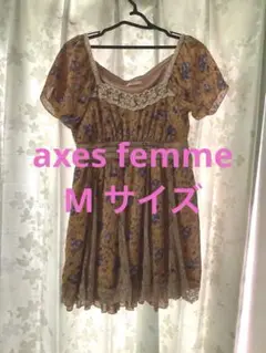 axes femme フラワープリント 半袖ミニワンピース　チュニック