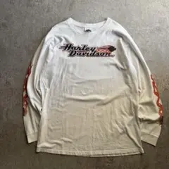 00s USA製 ハーレー 星条旗 ファイヤーパターン 袖プリント XL