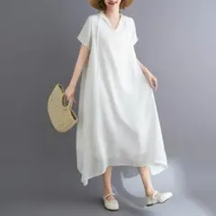 気質満点 フード付き リゾート エレガントワンピース 無地 体型をカバー