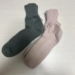 手編み靴下　107 ウール100%