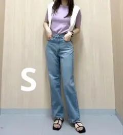 GU ハイライズ ストレートジーンズ S