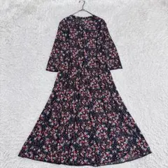 エジェリ　花柄　ロングワンピース　 aライン