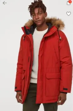 H&M エイチアンドエム パッデッドパーカ ラストレッド XS