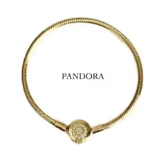 PANDORA ゴールドブレスレット 18cmキラキラブレスレット ストーン付き 