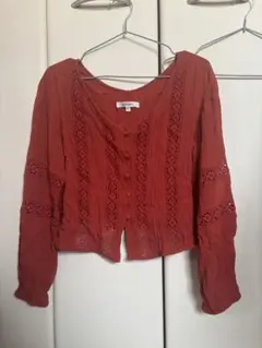MOUSSY 長袖 レース ブラウス レッド フリーサイズのサムネイル