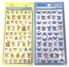 正規品 プーさん スティッチ ボンボンドロップシール ミニ 2枚セット