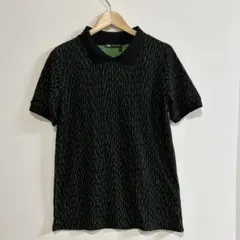 ザラ ZARA ニット ポロシャツ 透かし模様 グリーン ブラック 丈長め