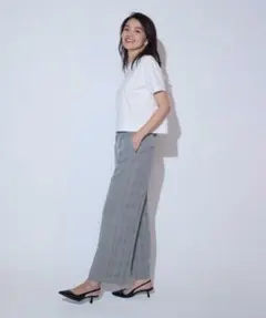 COMME CA MODELS グレンチェック ワイドパンツ 9