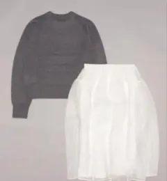 ミラオーウェン シャギーニットボリュームスカートコーデSET