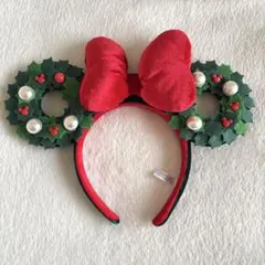 ディズニー　クリスマス　カチューシャ　クリスマスリース　ミニー