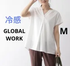 接触冷感 GLOBAL WORK 快適スキッパーチュニック M ホワイトのサムネイル