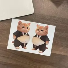 3D 立体 猫 ぷにぷに腹 ステッカー 2枚セット 衝突防止 衝撃吸収 癒やし