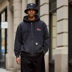 【m133】00s Carhartt 企業刺繍ロゴ フルジップパーカー フェード