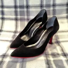 ダイアナ パンプス 22.5cm 黒　レッドソール スエード メタルパーツ