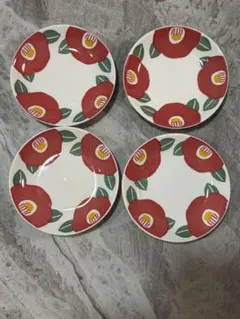 【新品】ひな祭り 節句 お祝い 平皿 椿 つばき　北欧風　食器　4枚　【購入不可 新品】 節句 お祝い 皿 椿 つばき 北欧風 食器 ことぶき椿 平皿 4枚