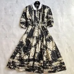 極美品✨ インゲボルグ ロングシャツワンピース 花柄 ブラック レディース