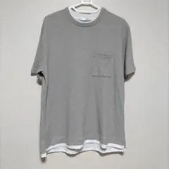 ikka ワッフル 半袖 Tシャツ グレー L