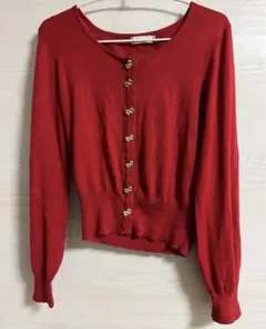 アースミュージック&エコロジー　赤　カーディガン　M