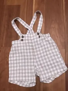 韓国子供服　モンベベ　チェック　サロペット