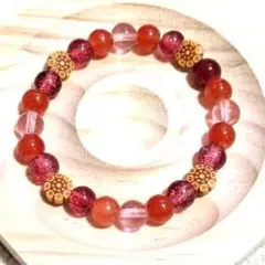 ハンドメイド ブレスレット 赤 アンティーク風