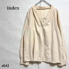 インデックス/ブラウス/Ｌ/長袖/Vネック/ギャザー/ゆったり/アイボリー/上品