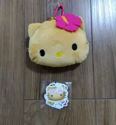 雑誌付録☆日焼けハローキティぬいぐるみポーチチャーム&ステッカーセット