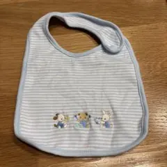 ファミリア　水色 ボーダー　スタイ よだれかけ